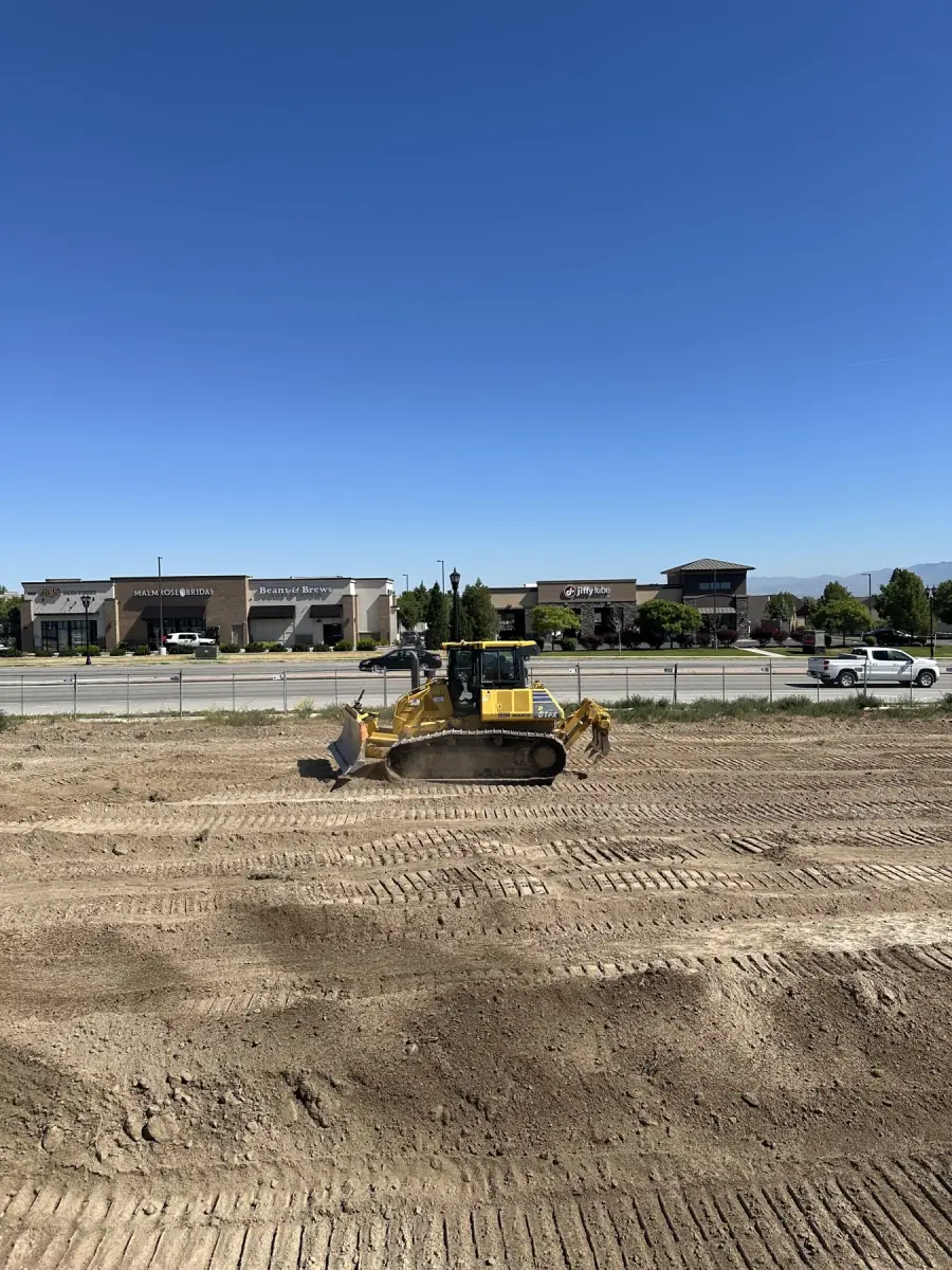 Dozer work across the commercial lot